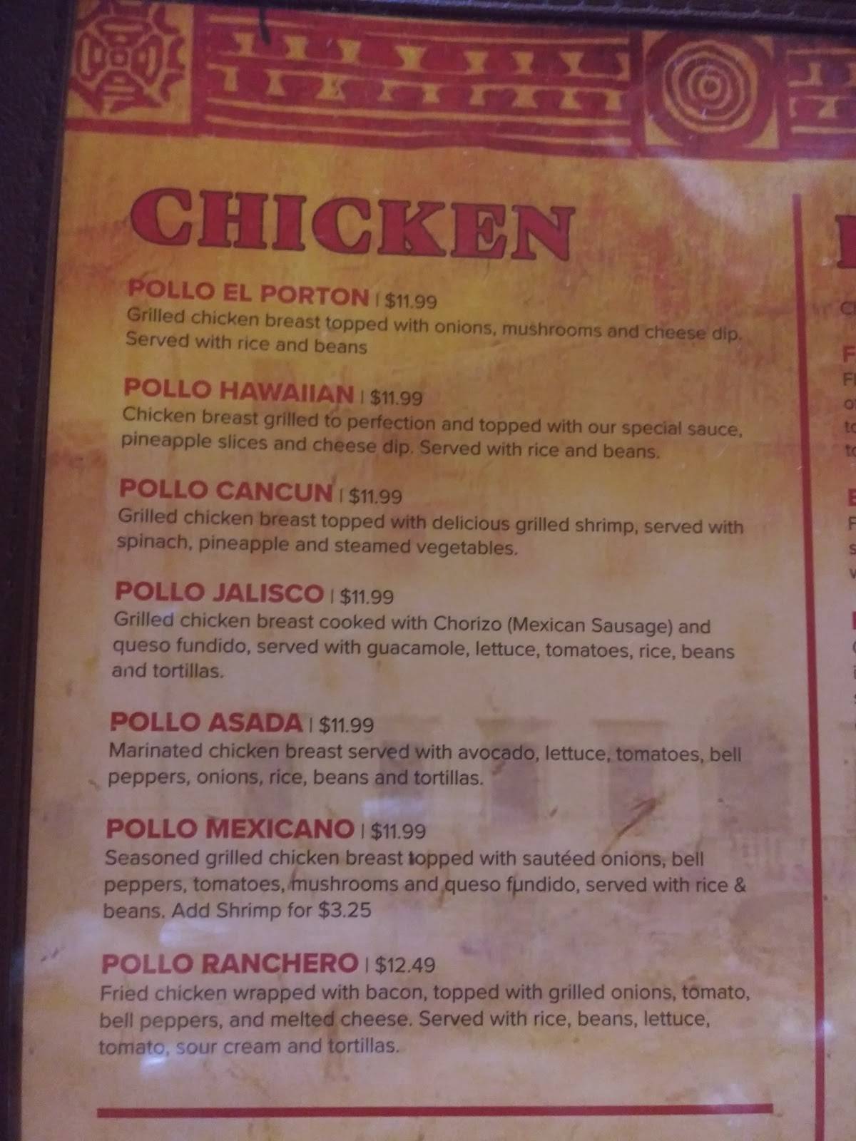 Menu At El Porton Mexican Grill Restaurant Glenwood