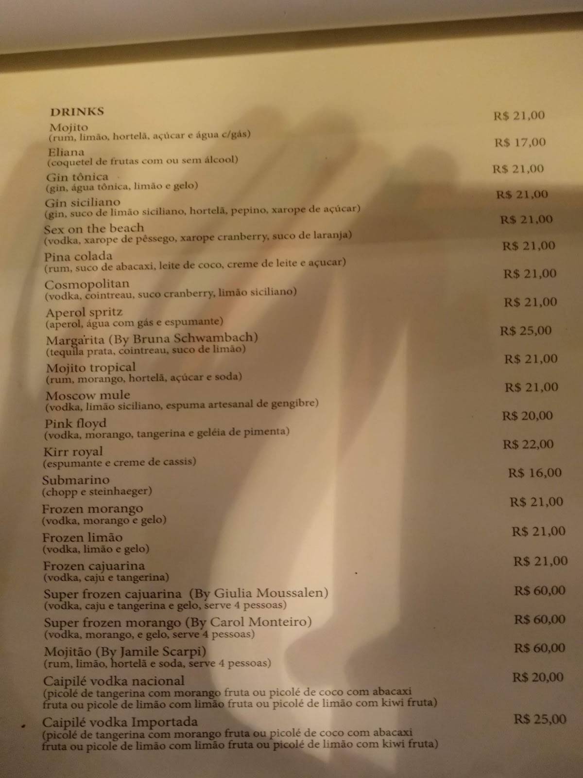 Menu em Ensaio Botequim pub Bar Vitoria R Joaquim Lírio