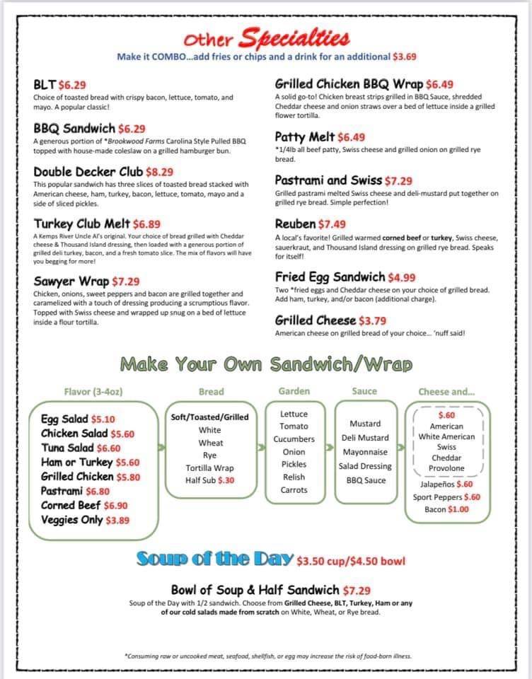 Menu at Famous Uncle Al's @ Kemps River restaurant, Virginia Beach ...