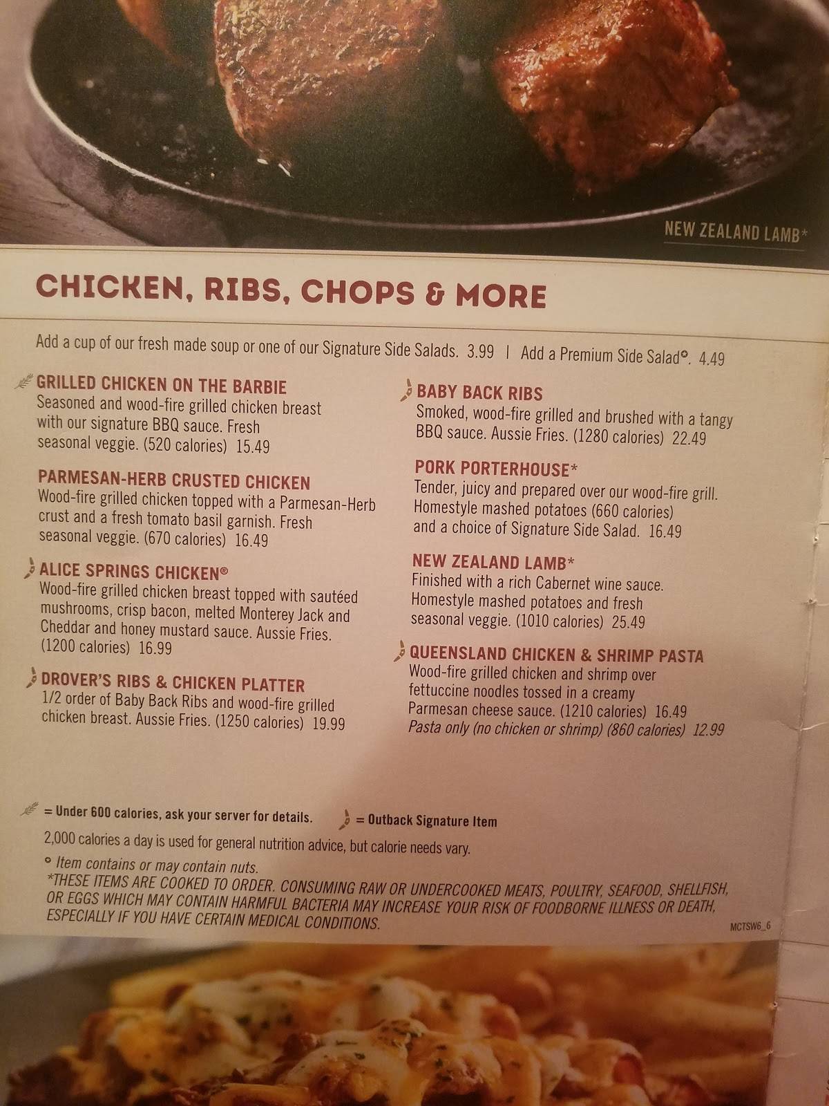 Menu at Outback Steakhouse, Fort Collins