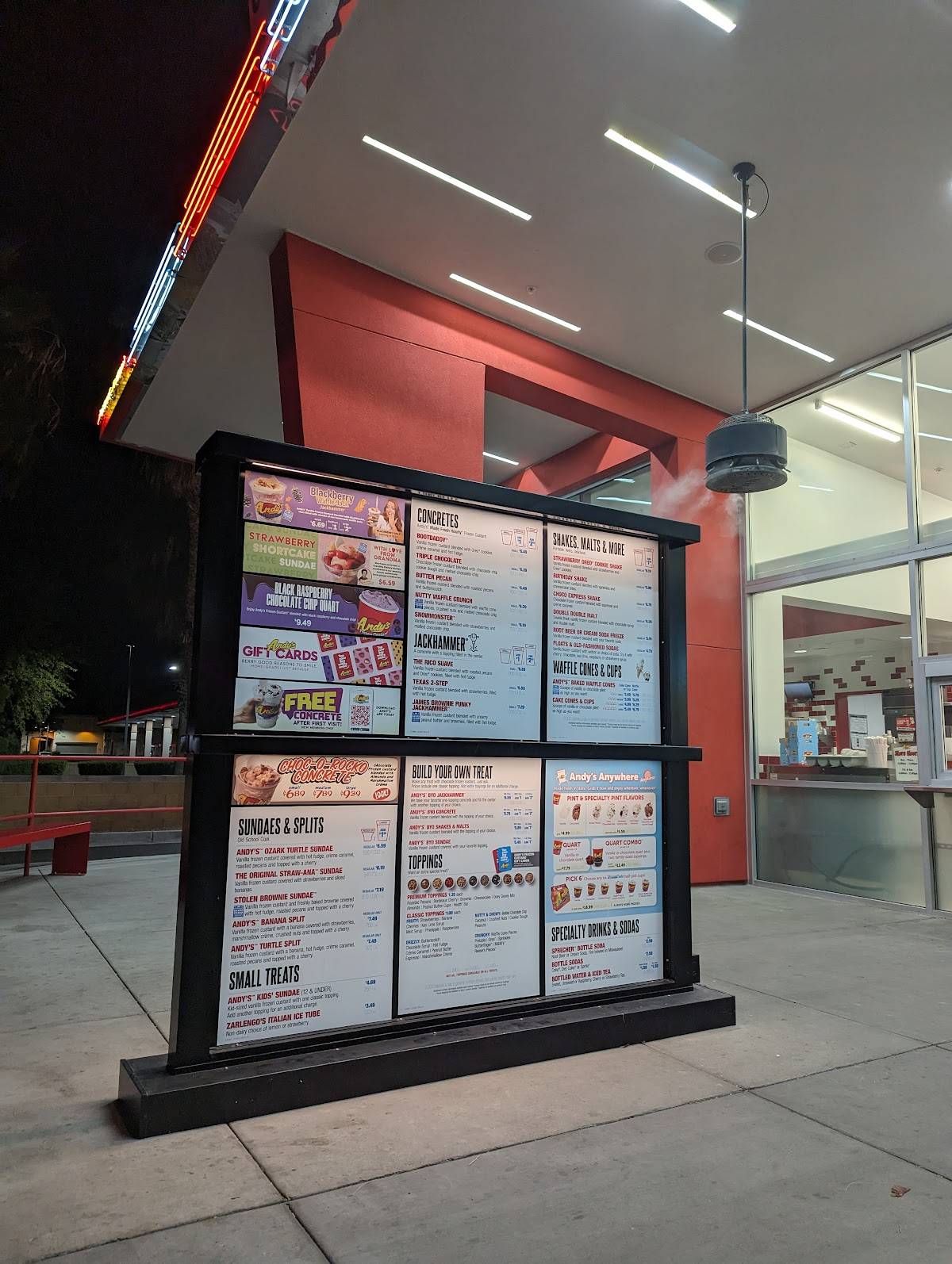 Menu at Andy's Frozen Custard desserts, Gilbert