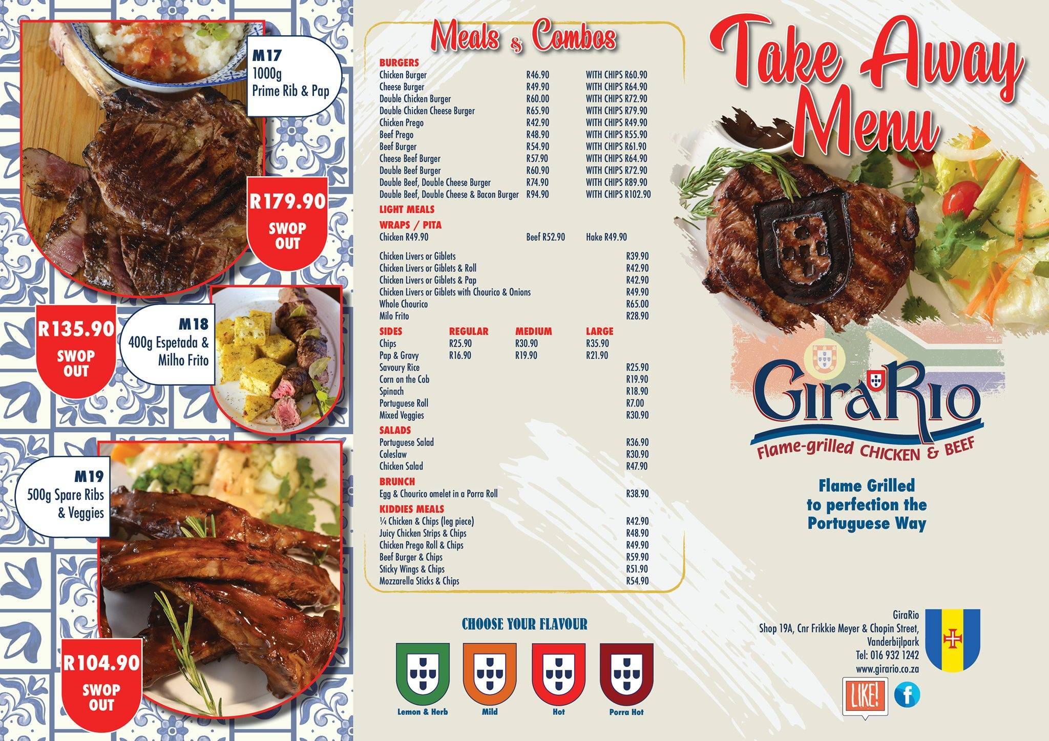 Menu at GiraRio Good Food Good Mood restaurant, Vanderbijlpark, Shop 19A