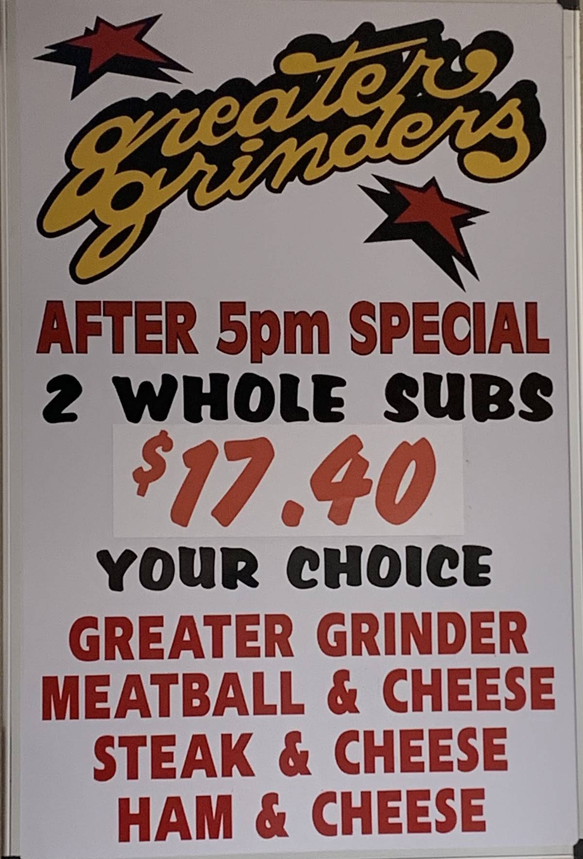 Menu at Greater Grinders Submarines restaurant, Portsmouth, High St