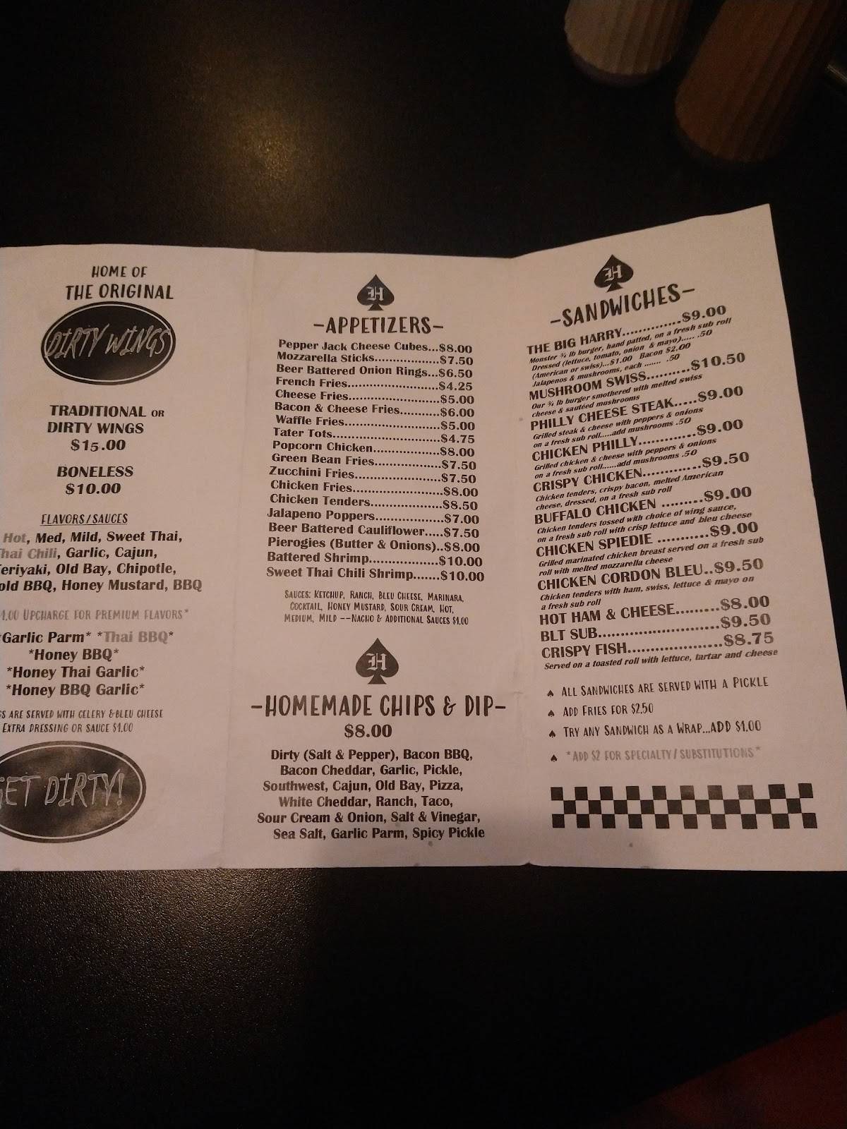 Menu at Harry's Inn the Heights pub & bar, Elmira