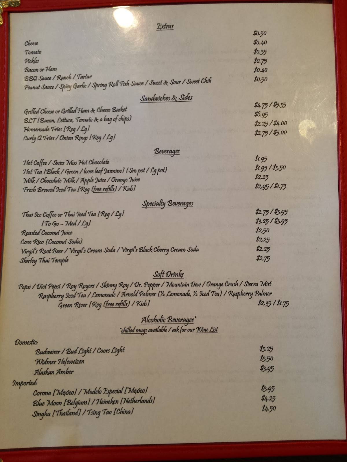 Menu at Hart C's Steak Burger & Thai Food restaurant, Longview