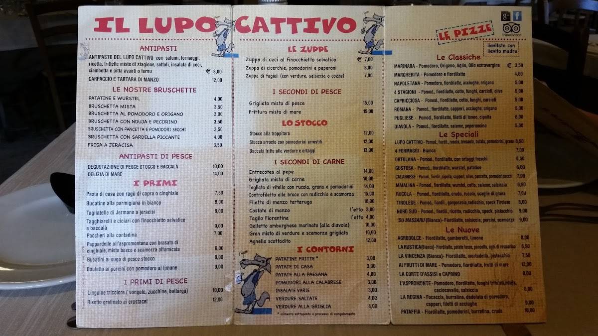 Menu da Ristorante Pizzeria Braceria Il Lupo Cattivo, Gerace