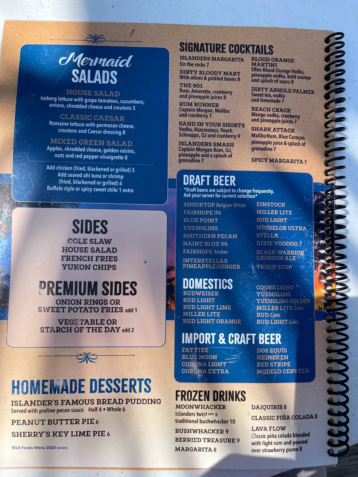 Menu at Islanders Restaurant & Bar, Dauphin Island