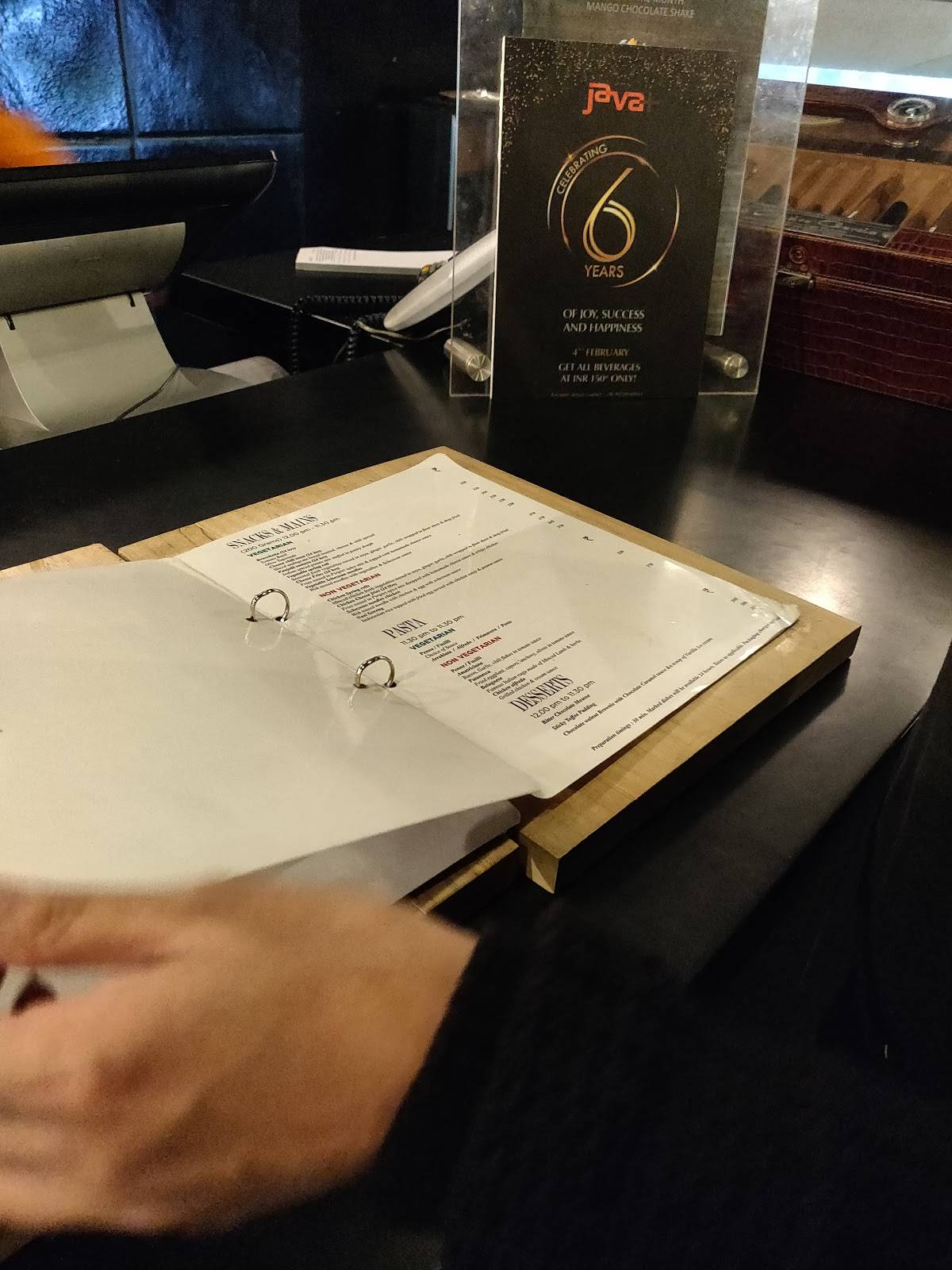 Menu at Java+, Ahmedabad