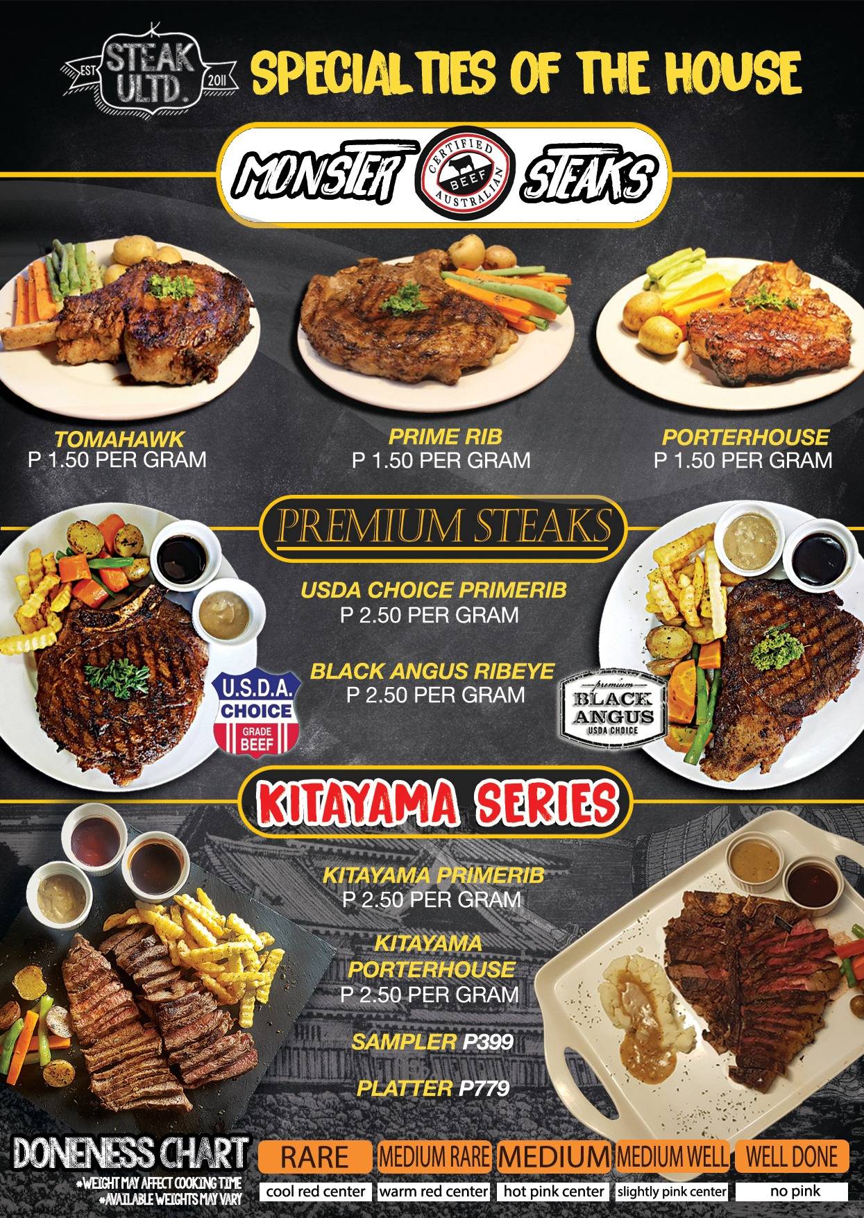 Menu at K Steak Unlimited steakhouse, Davao City, 3JJ2+JXP