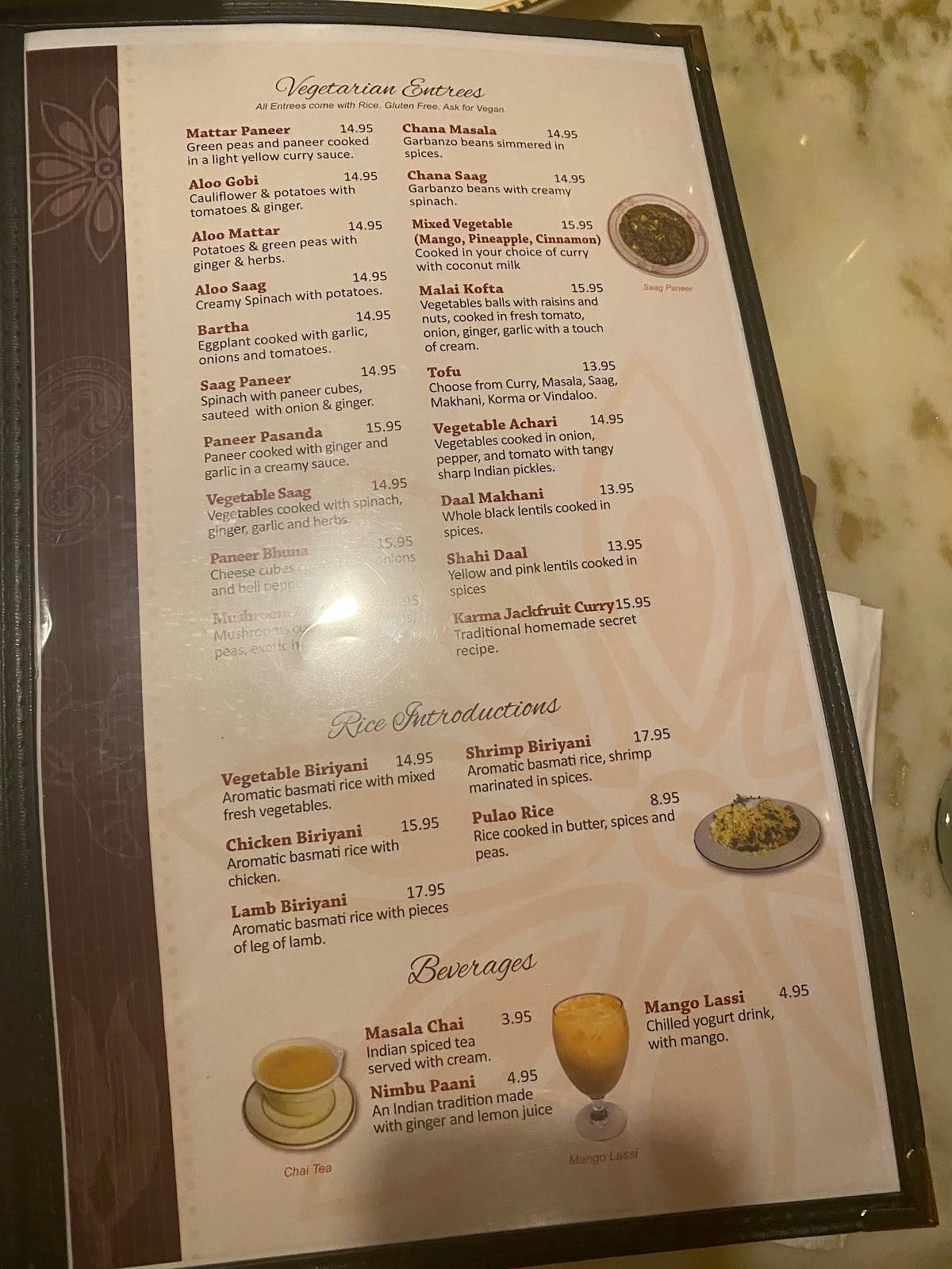 Menu at Karma Indian Cuisine and Lounge restaurant, Puyallup