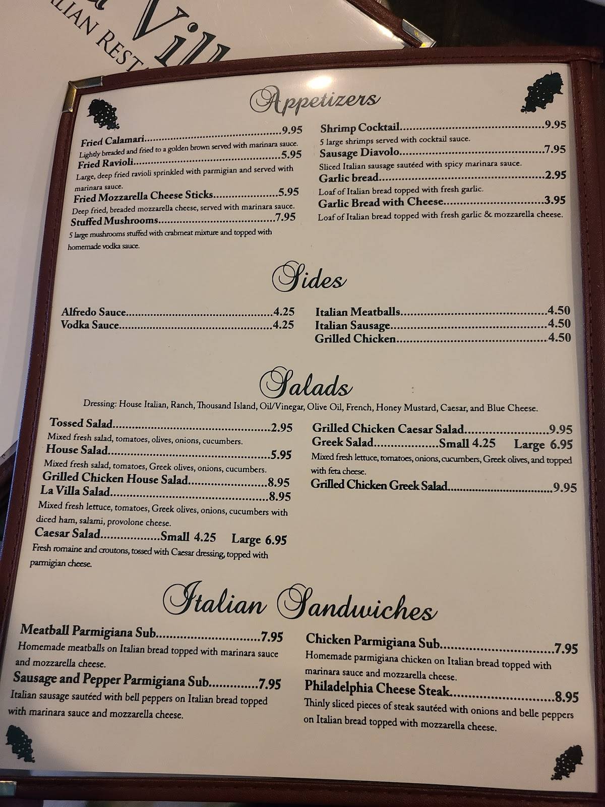 Menu at La Villa restaurant, Russellville