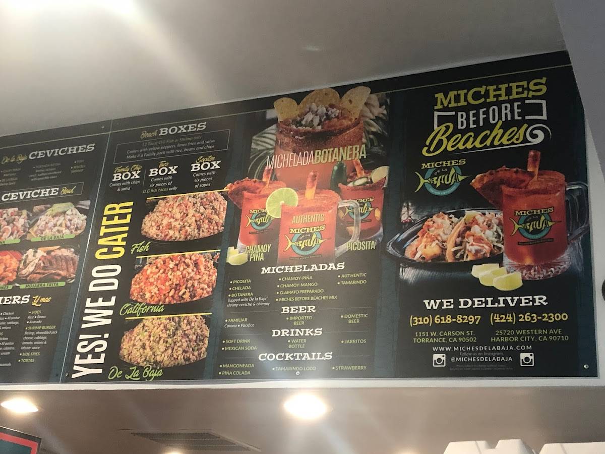 Menu at Miches De La Baja restaurant, Lomita
