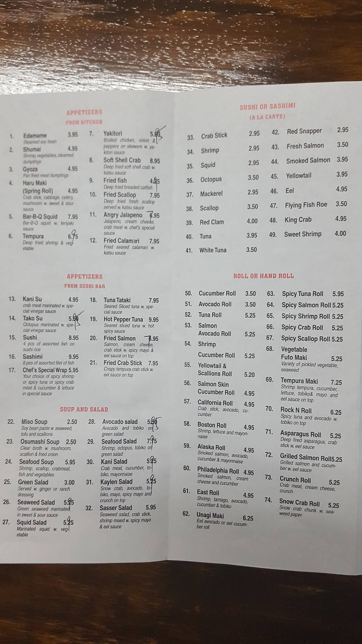Menu at Mikado Sushi & Steak House restaurant, Pineville