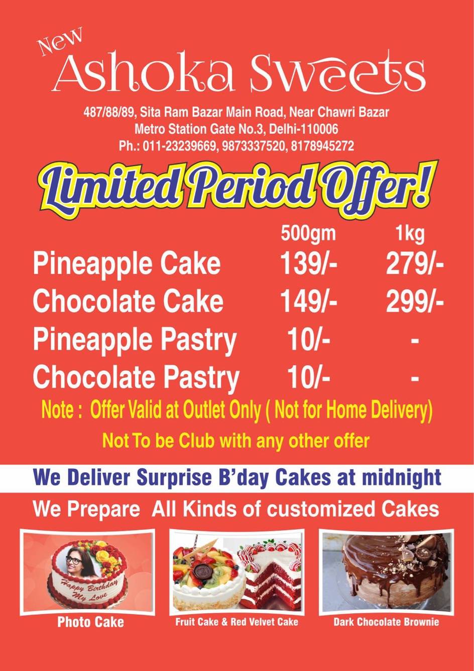 Menu at New Ashoka Sweets & Restaurant, Delhi, 4878889 Sita Ram Bazar