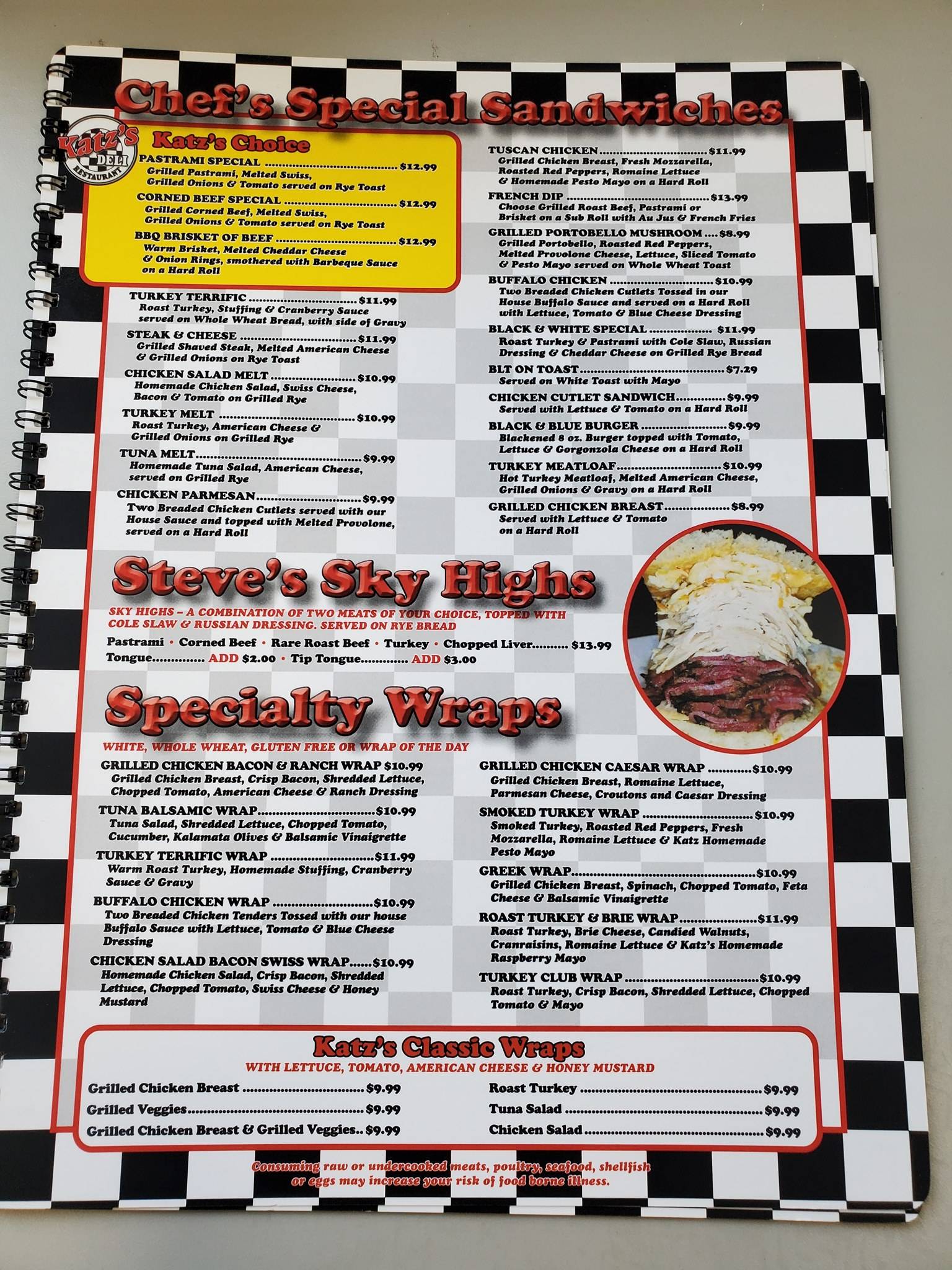 Menu at Katz's Deli Restaurant, Woodbridge