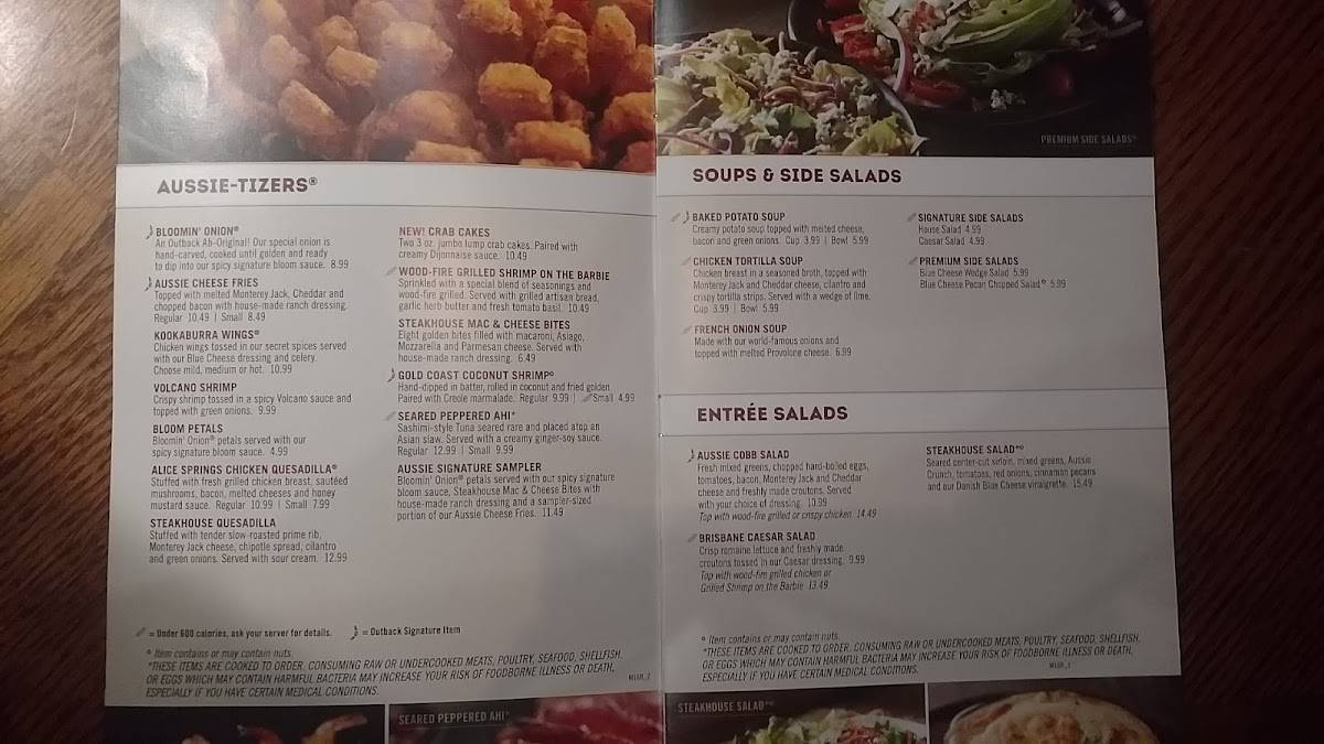 Menu at Outback Steakhouse, Fort Collins