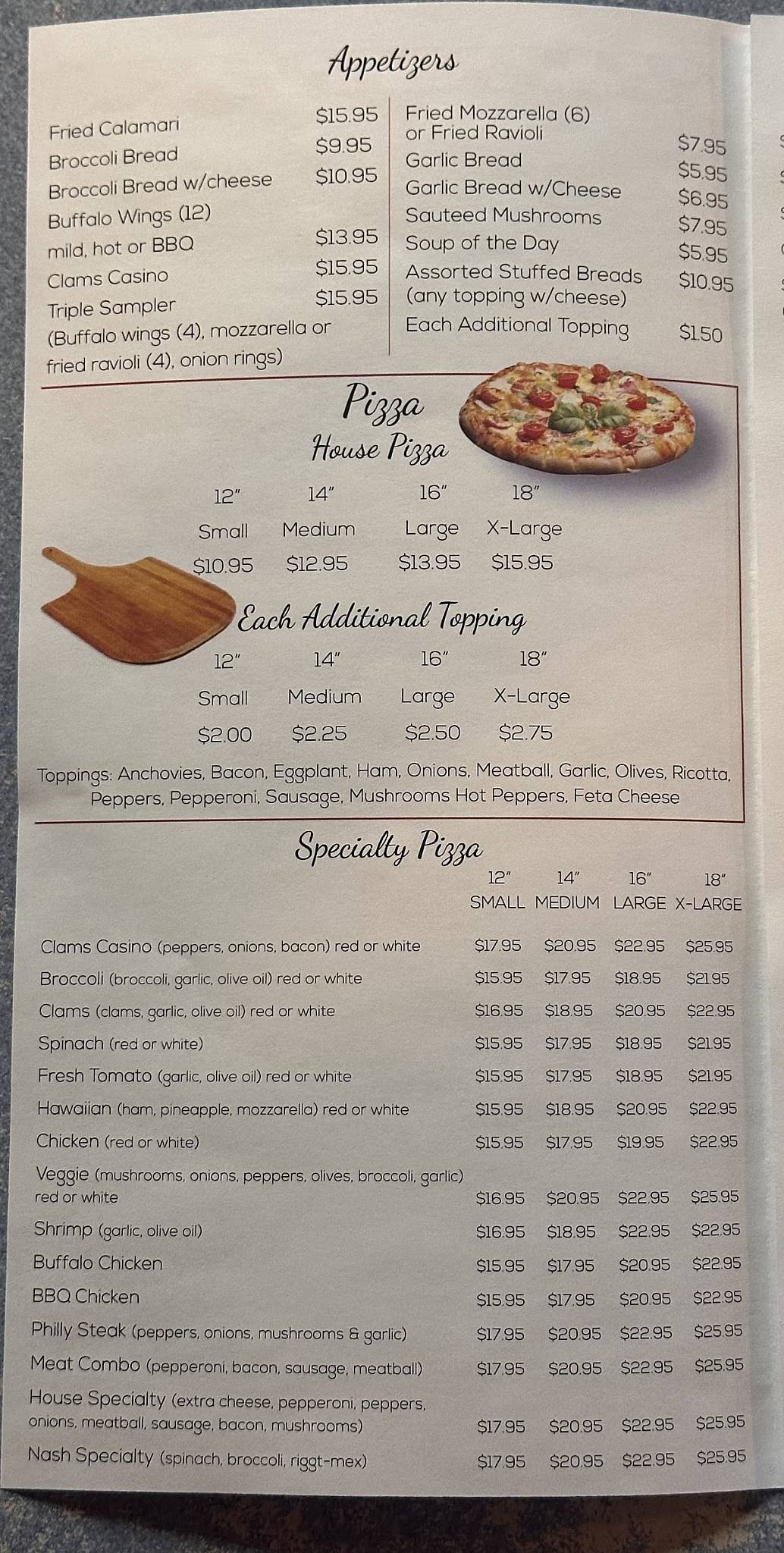 Menu at Paesano's Pasta House Restaurant, Naugatuck