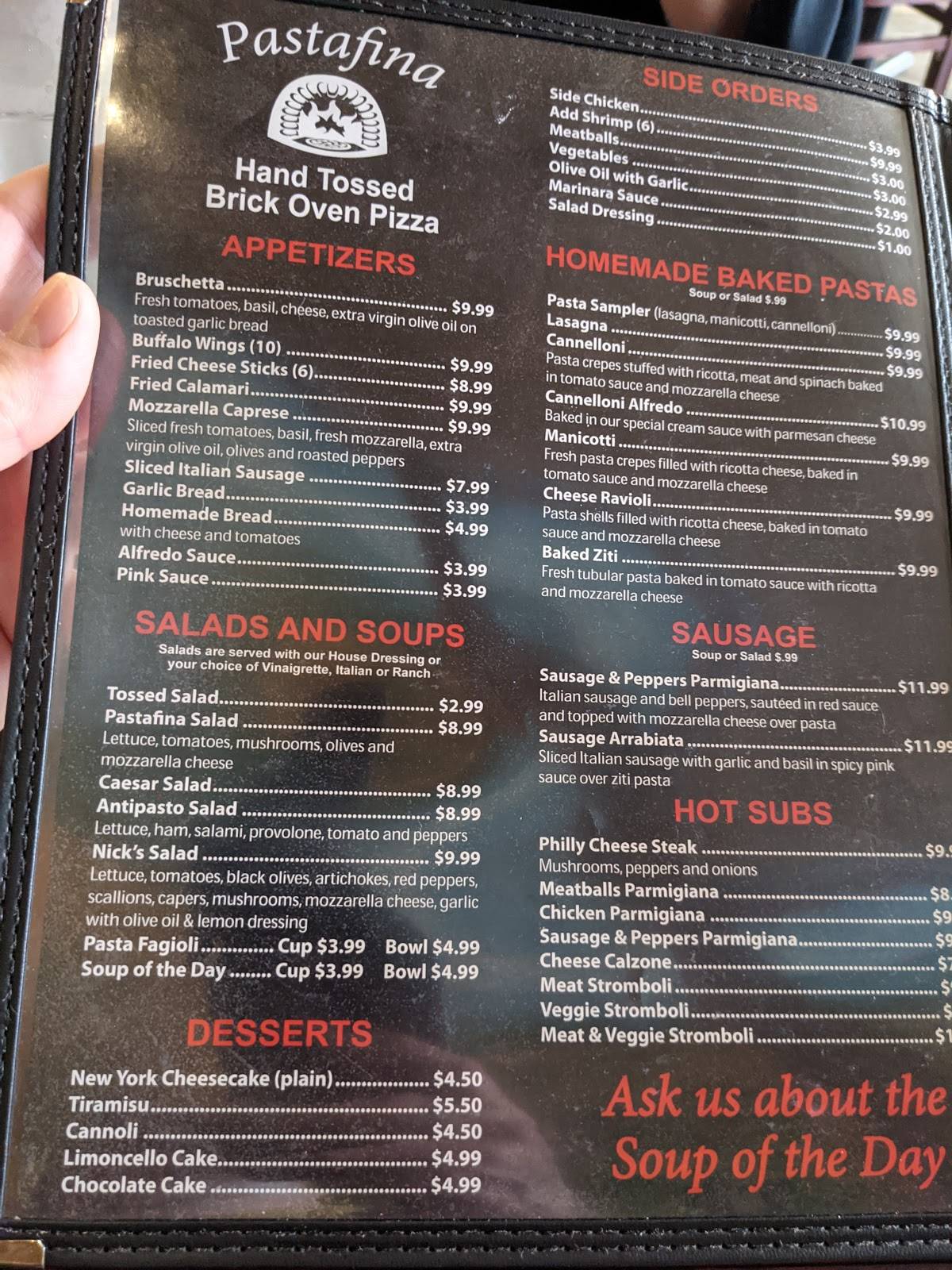 Menu at Pastafina Mineral Wells pizzeria, Mineral Wells, 201 N Oak Ave