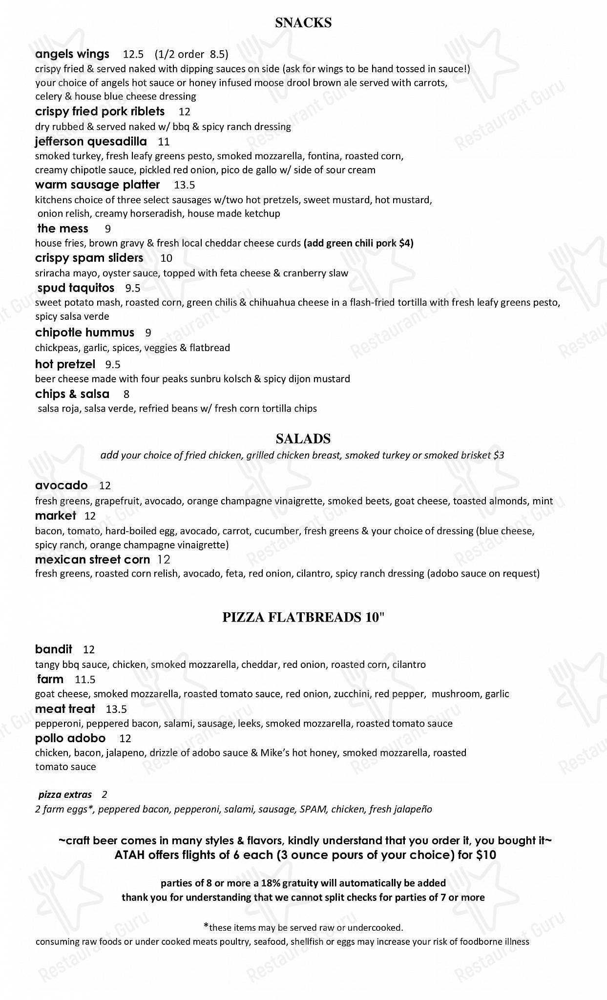 Menu at Angel's Trumpet Ale House pub & bar, Phoenix, 810 N 2nd St