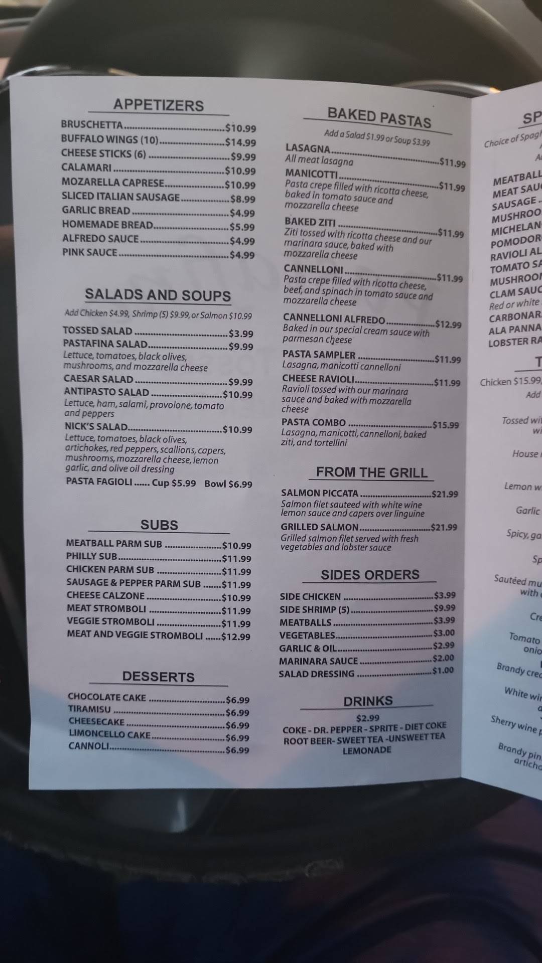 Menu at Pastafina Mineral Wells pizzeria, Mineral Wells, 201 N Oak Ave