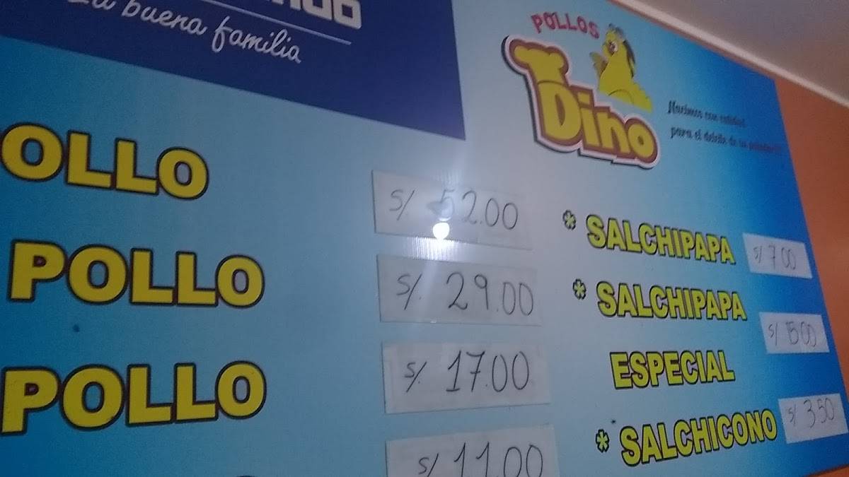 Menu at Pollos DINO restaurant, Miraflores District