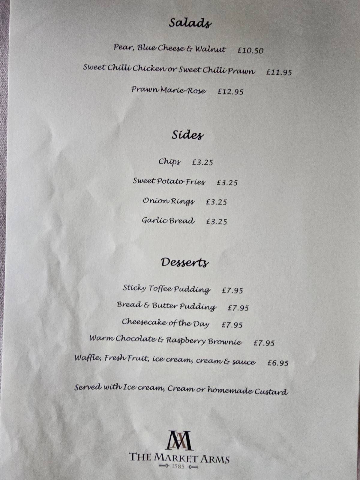 Menu at Market Arms pub & bar, Banff