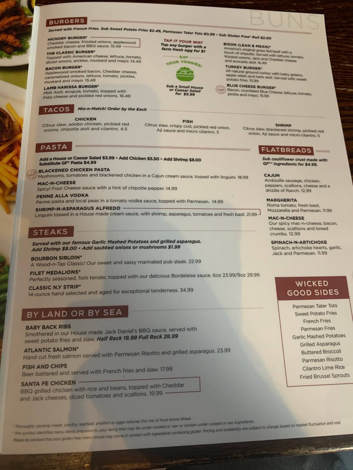 Menu at Wood-n-Tap - Southington pub & bar, Southington