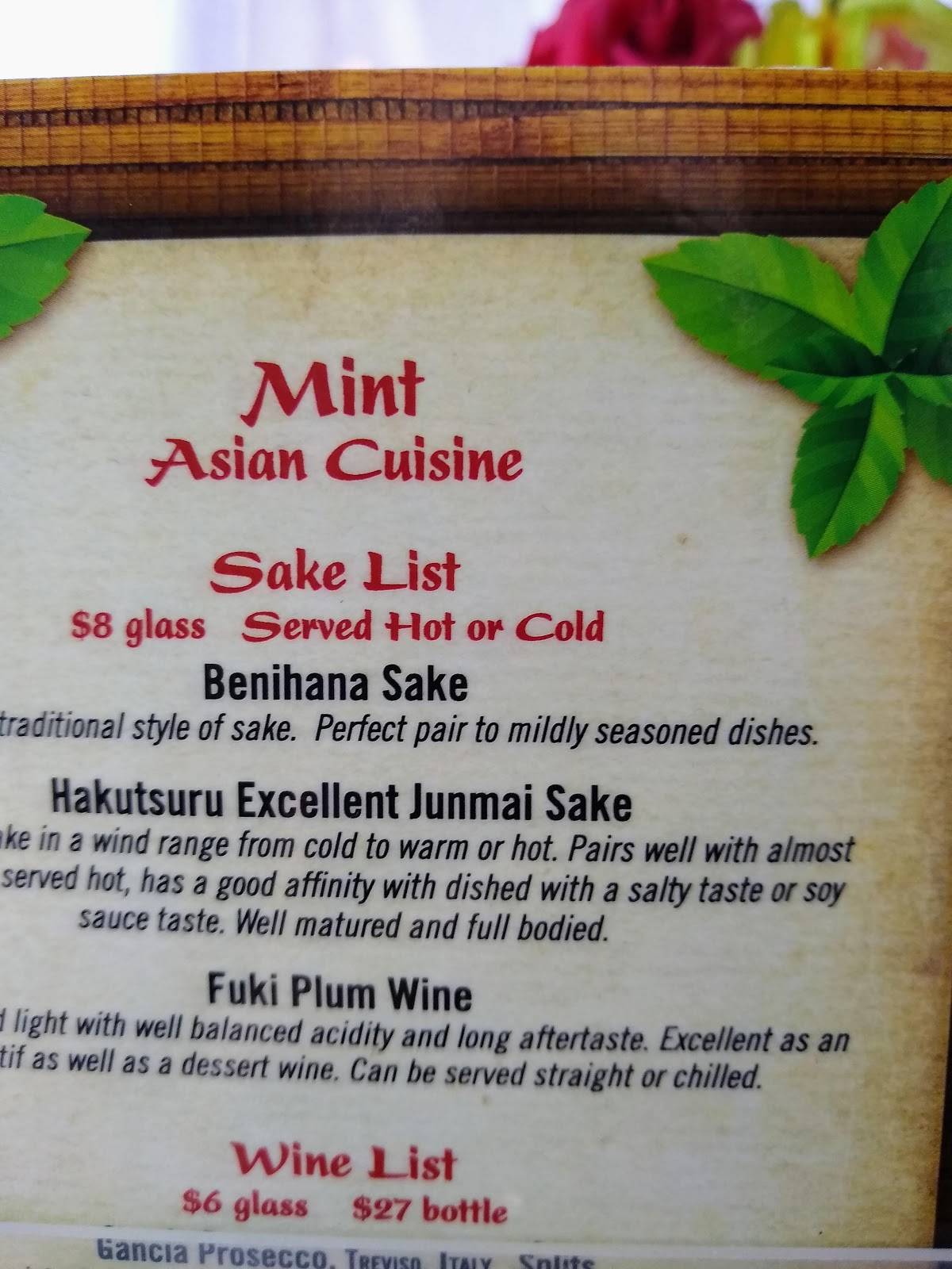 Menu at Mint Thai Cuisine restaurant, Punta Gorda