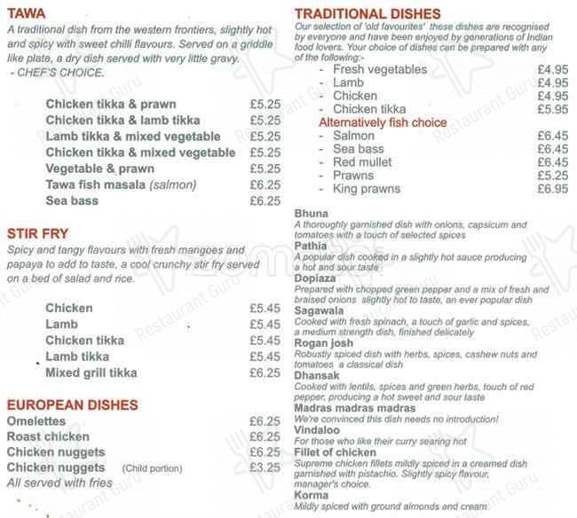 Bangla Lounge menu