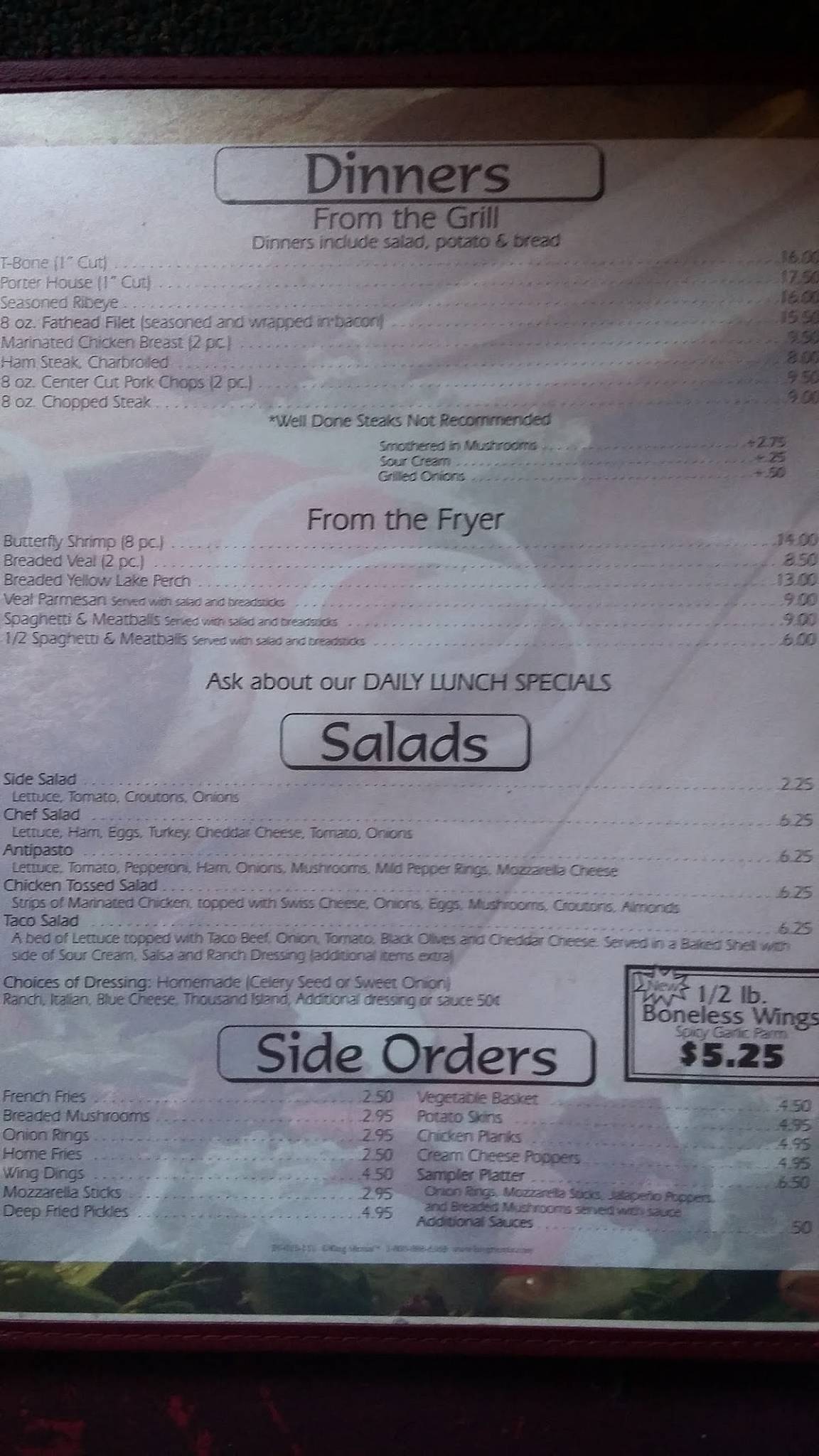 Menu at Fat Head's Family Restaurant, Republic