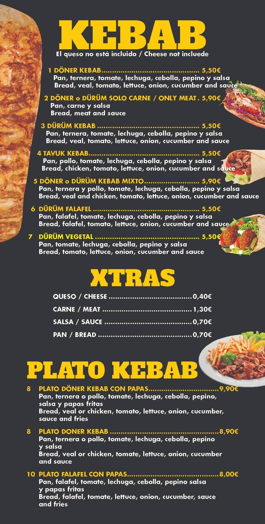 Menu At King Doner Kebab Restaurant Corralejo