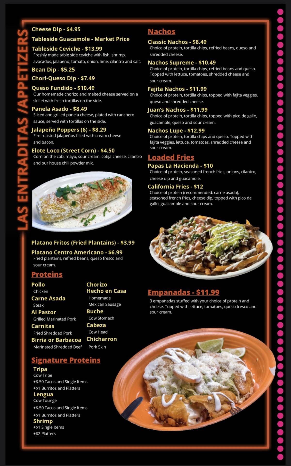 Menu At La Hacienda Street Food And Tequila Restaurant Chesapeake