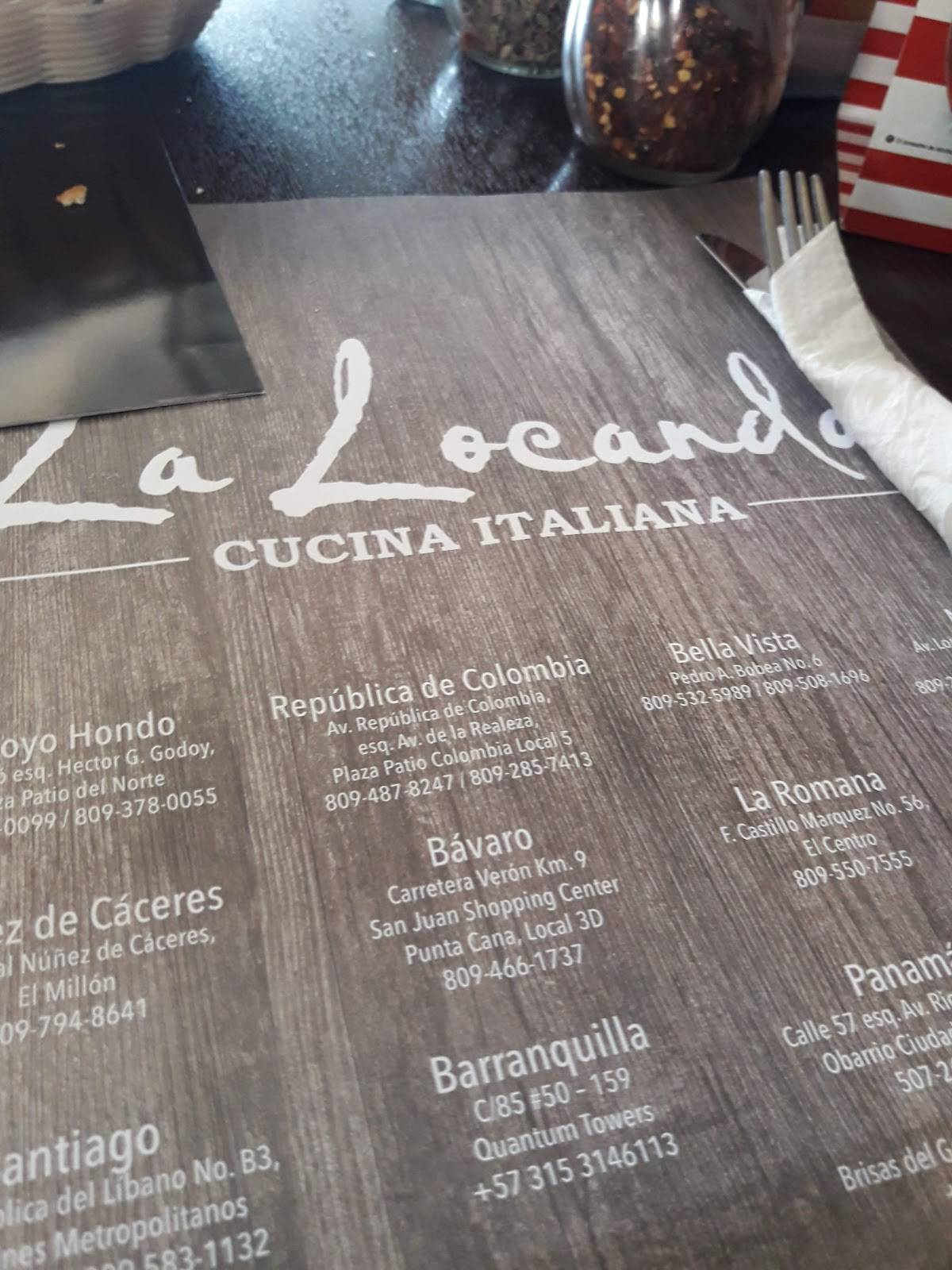 Carta del restaurante La Locanda Patio Colombia, Santo Domingo, G248+X85