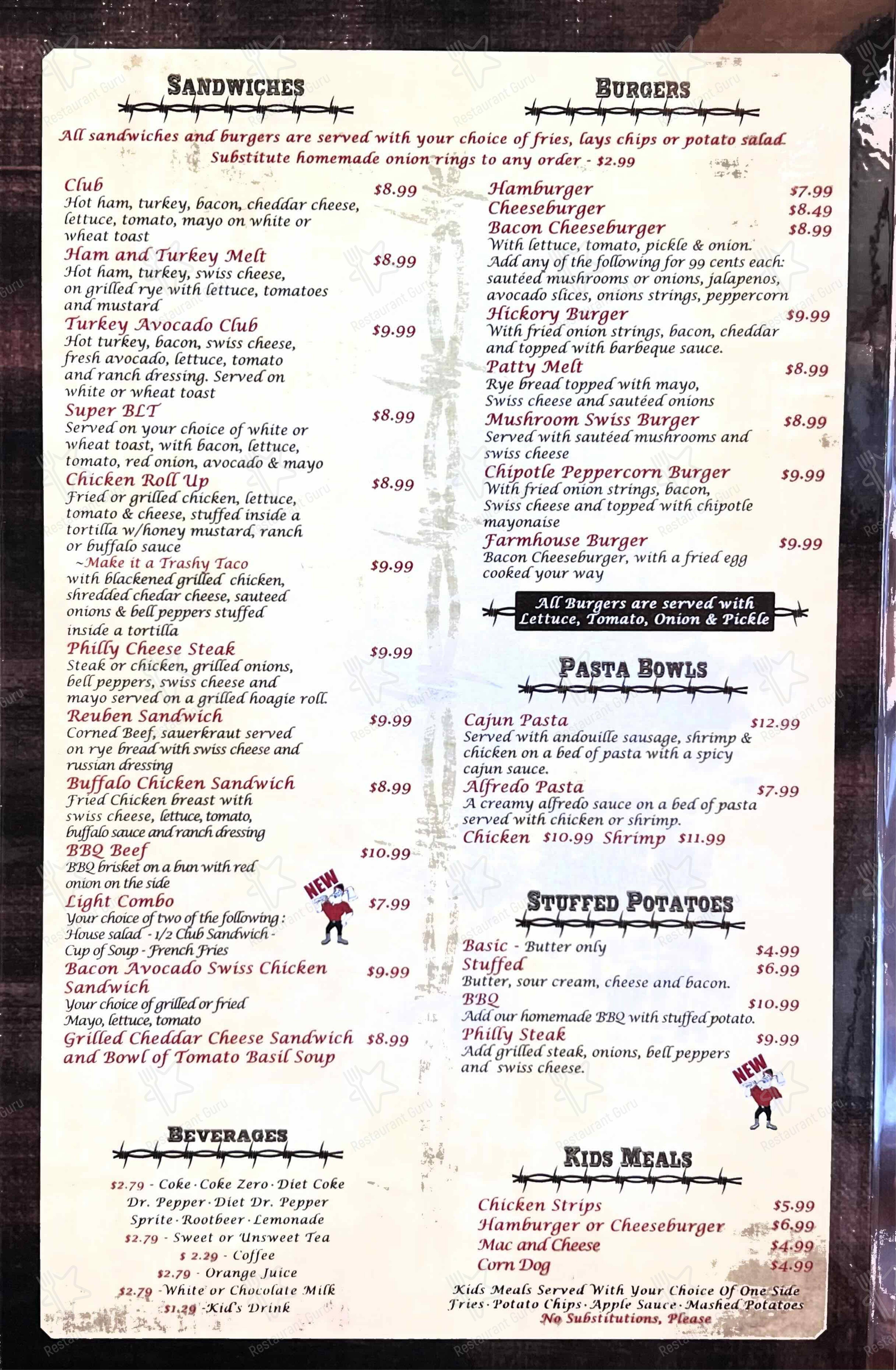 Menu at Lumber Yard Cafe, Edgewood