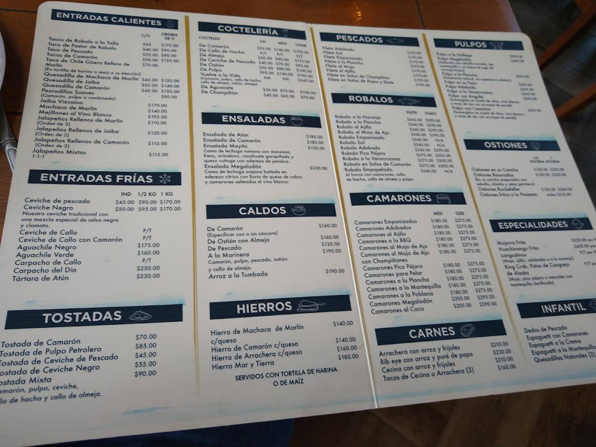 Carta del restaurante Megalodon Mariscos, Santiago del Querétaro