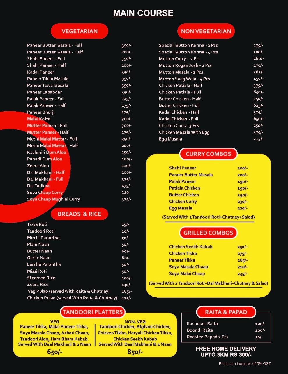 Menu at RNB Resto Cafe, Gurugram