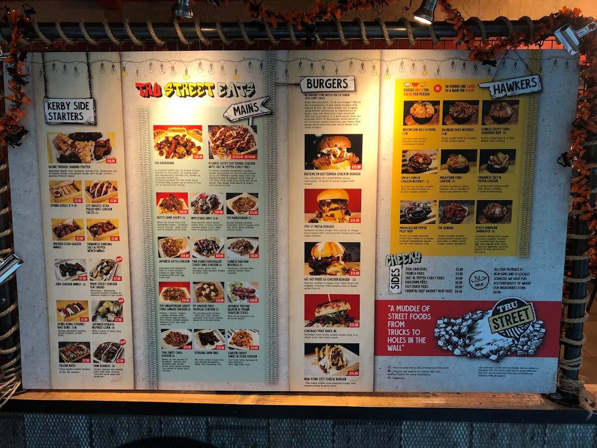 Menu at Tru Street restaurant, Manchester, The Trafford Centre