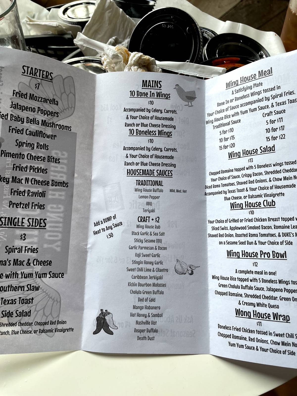 Menu at Young Harris Wing House restaurant, Young Harris