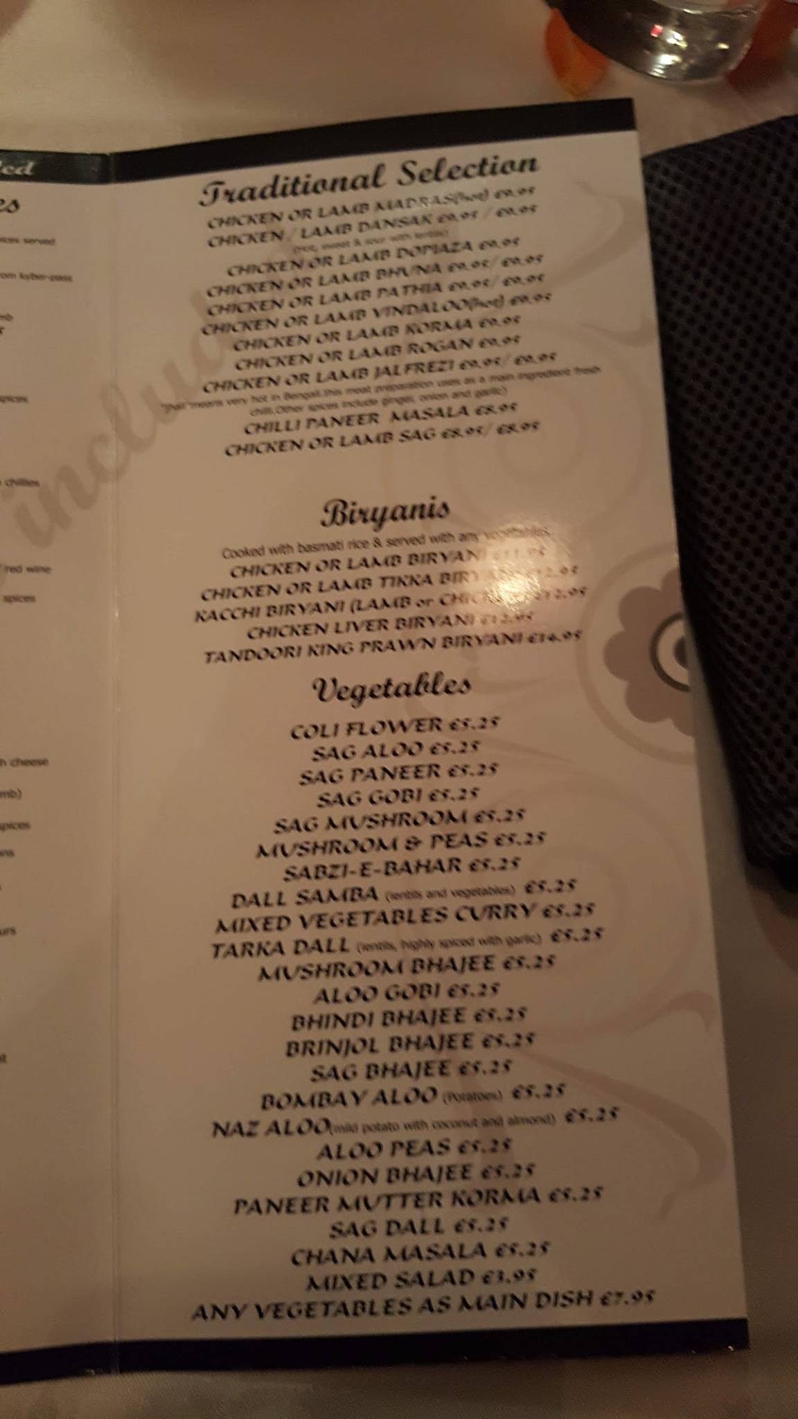 Menu at Spices Indian Cuisine restaurant, Slough