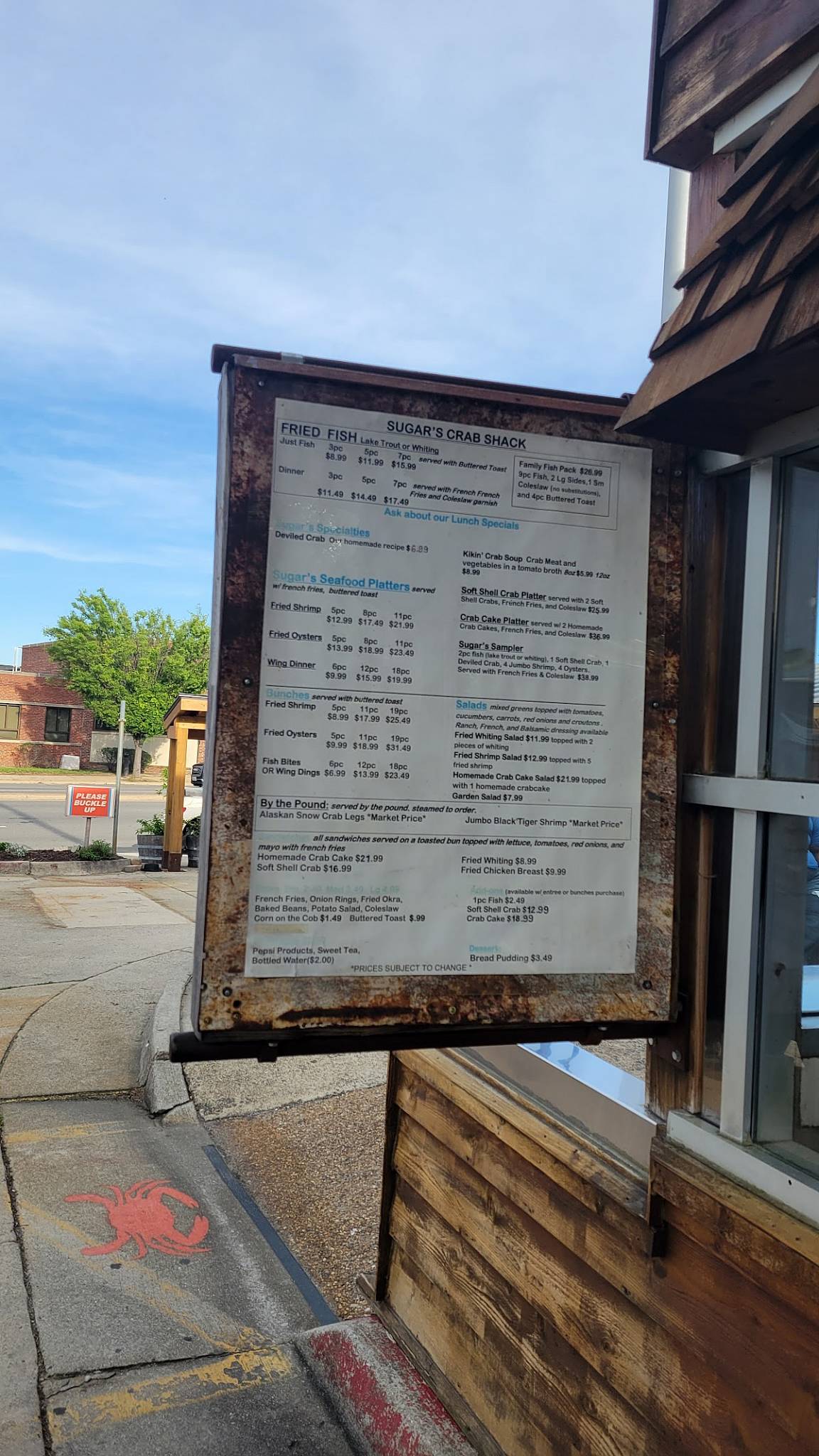 Menu at Sugar's Crab Shack restaurant, Richmond