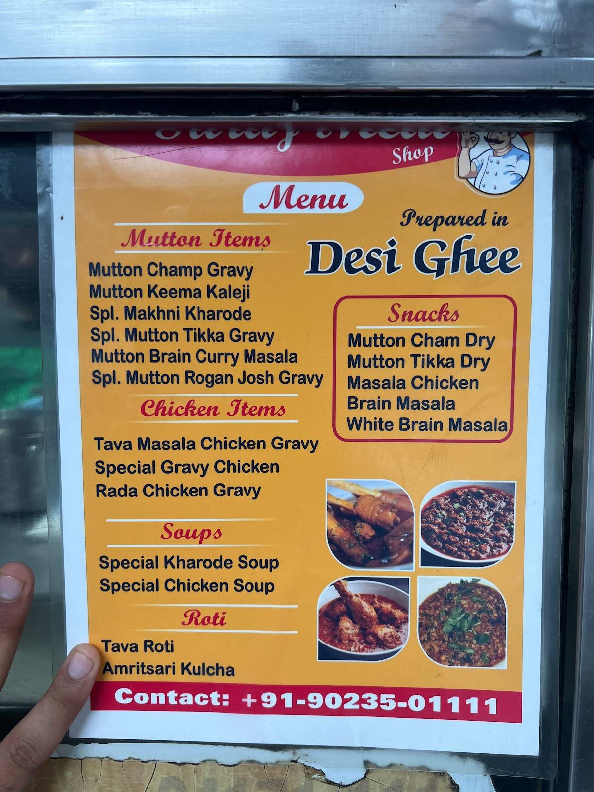 Menu at Suraj NonVeg point, Amritsar, Telephone Exchange oppositie