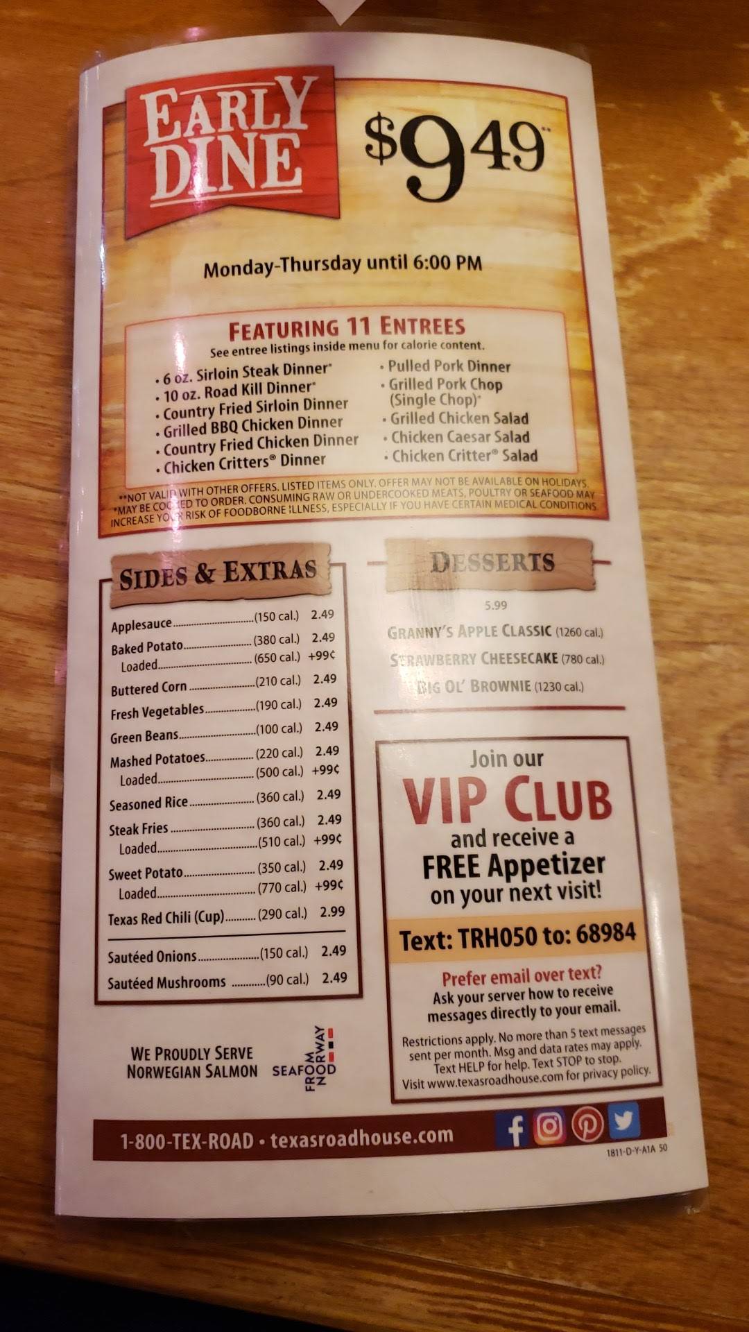 Menu at Texas Roadhouse BBQ, Forsyth