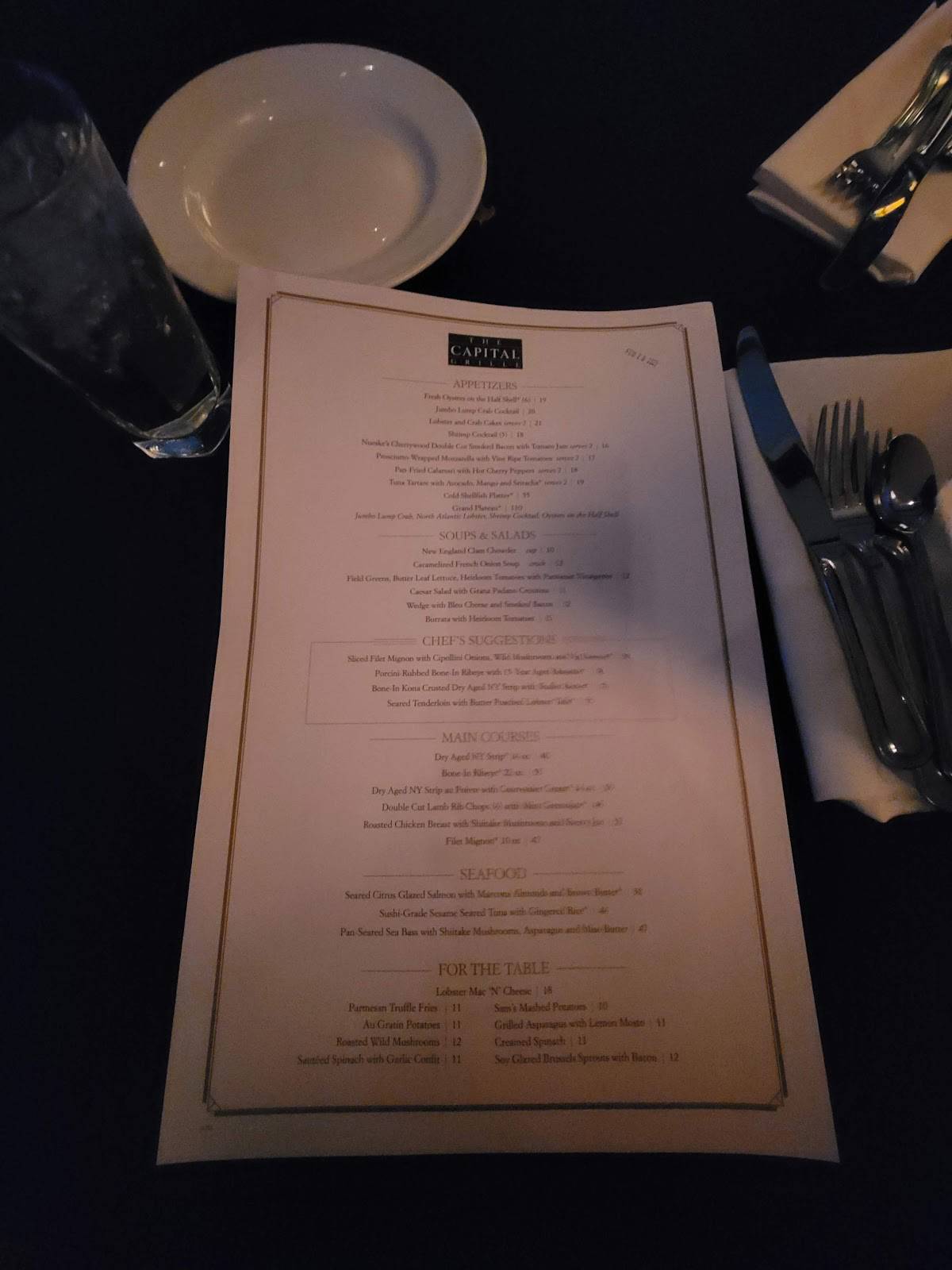 Menu at The Capital Grille pub & bar, Fort Worth