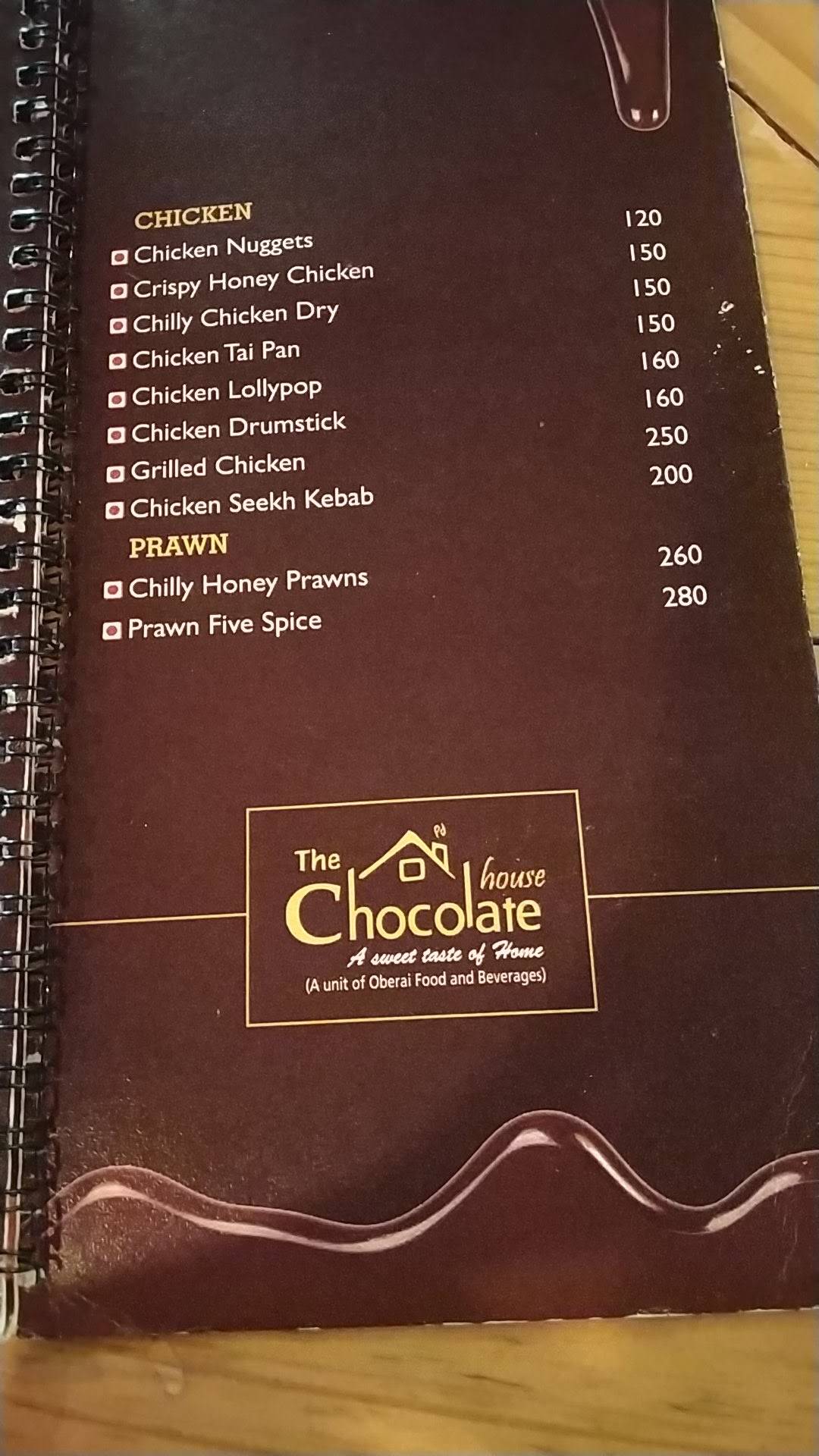 Menu at The Chocolate House, Bhubaneswar, KIIT University