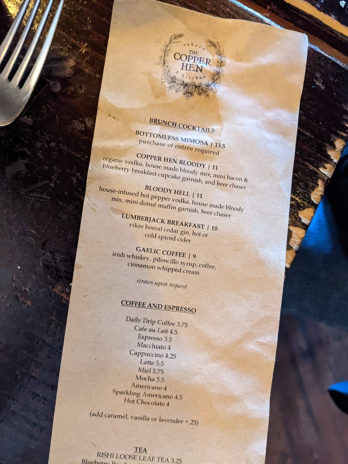 Menu at The Copper Hen Cakery & Kitchen desserts, Minneapolis