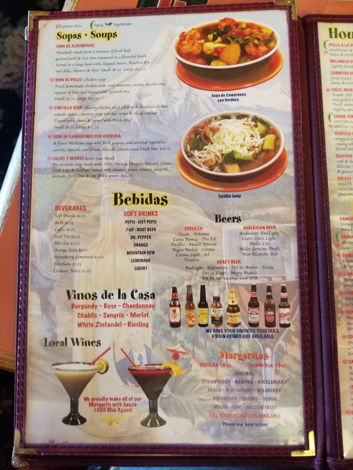 Menu at Ixtapa Mexican Restaurant, The Dalles