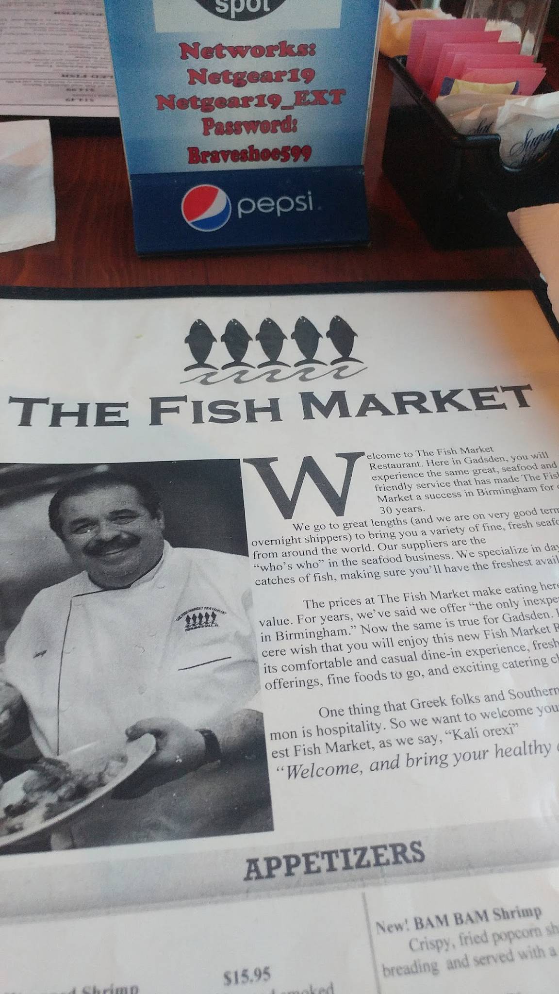 Menu at CLOSED The Fish Market Restaurant, Gadsden