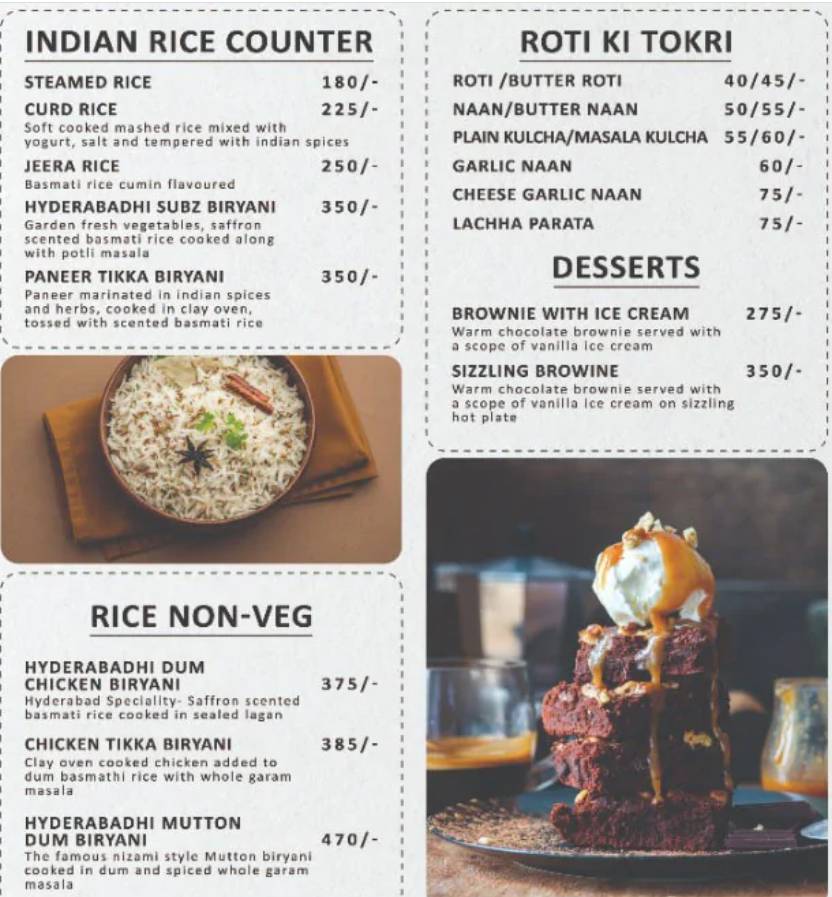 Menu at The Lal Street, Hyderabad, LEVEL 2 GACHIBOWLI