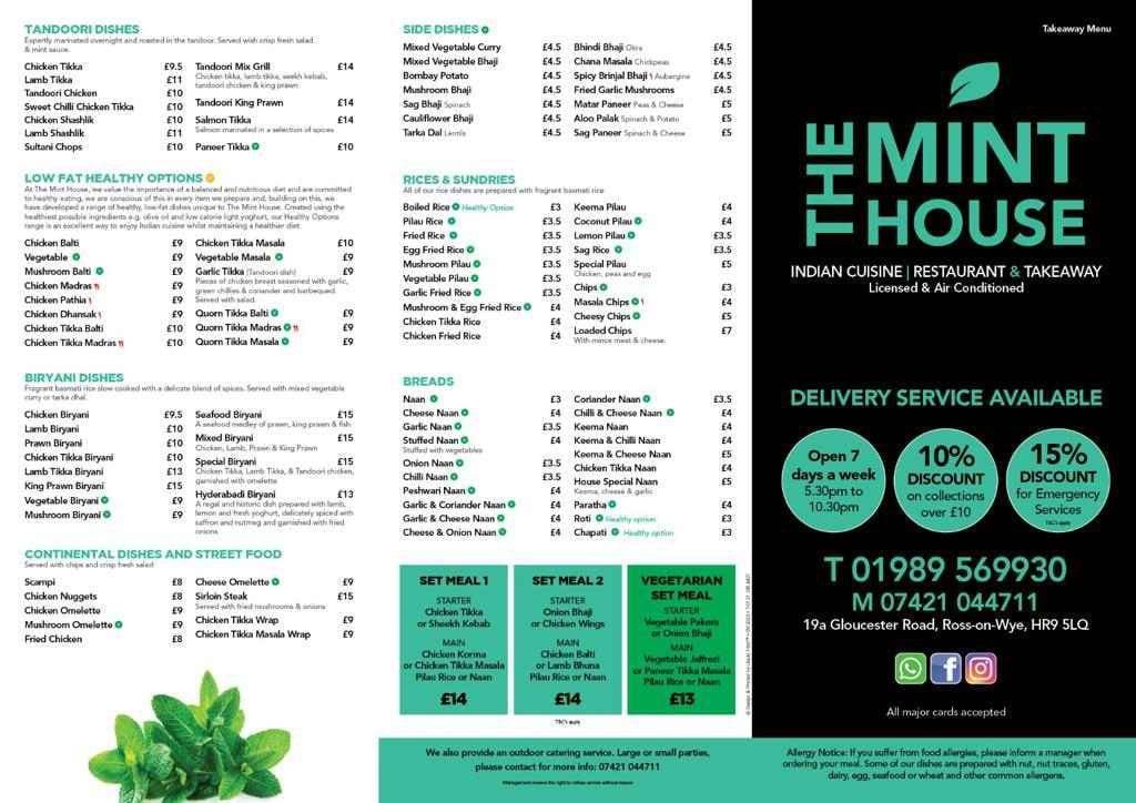 Carta del restaurante The Mint House Ross on Wye, RossonWye