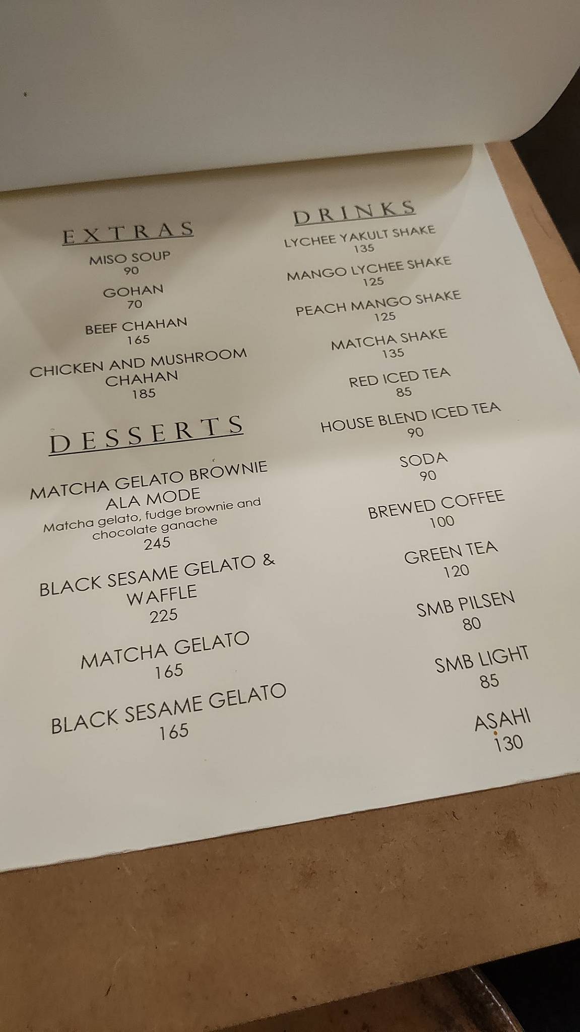 Menu at The Pantry Modern Japanese restaurant, Iligan City
